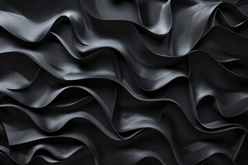 Obraz premium 3D render of abstract black background with wavy paper texture