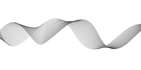 Fototapeta premium Abstract wave element for design. Digital frequency track equalizer. Stylized line art background. Vector illustration. Wave with lines created using blend tool. Curved wavy line, smooth stripe. 