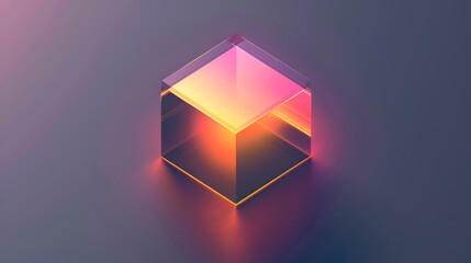 Glowing Geometric Cube in Vibrant Neon Gradient Hues