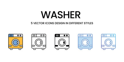 Washer icons vector set stock illustration.