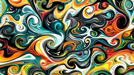 Fototapeta premium Dynamic Swirling Abstract Fluid Art Composition with Vivid Colorful Patterns and Flowing Movements