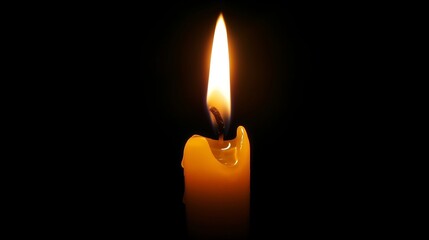 Serene Close-up of a Candle Flame Flickering in the Dark. Warm and Tranquil Ambiance with Soft Light and Gentle Glow