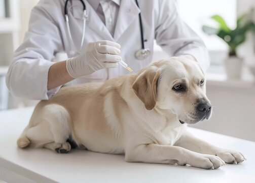 Medical Treatment Researcher Injecting a Dog