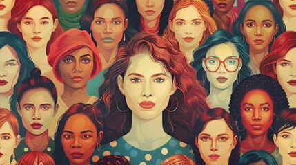 Women's Equality Day depicts a powerful scene of women from various professions and ethnicities breaking through a metaphorical glass ceiling, symbolizing their collective fight for equality