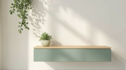 Obraz premium green cabinet shelves home decoration