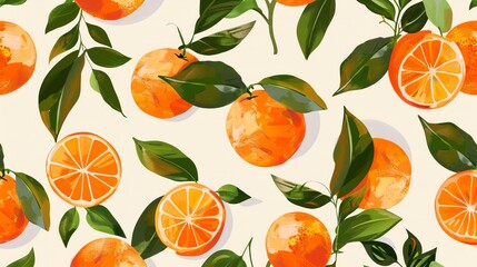 Bright oranges seamless pattern vector.