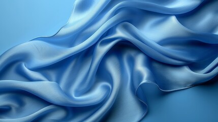 Obraz premium Blue silk drapery fabric - Dark curtains - Plain fabrics for backs and pillows