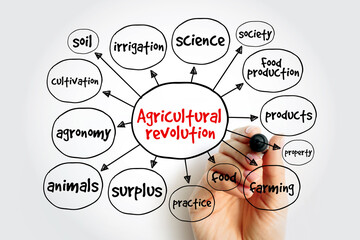 Agricultural revolution mind map, concept for presentations and reports