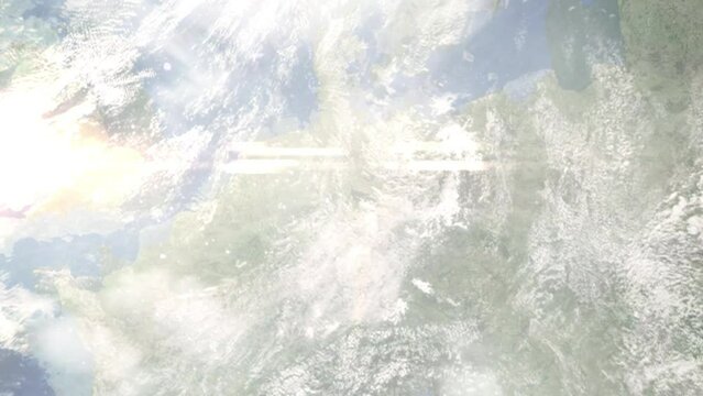 Zoom in from space and focus on Osterode am Harz, Germany. 3D Animation. Background for travel intro. Elements of this image furnished by NASA