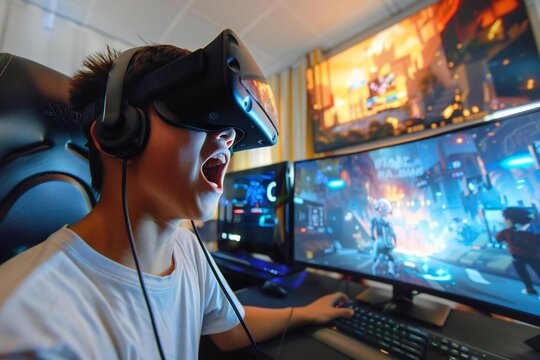 Excitement and Fun: Children's Wide Angle Online Gaming Adventure