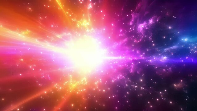 A sky of alternating colors as the antiparticle sun and stars shine down.