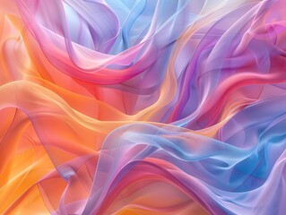 Fototapeta premium Shimmering Waves of Ethereal Chiffon in a Vibrant Prismatic Dreamscape