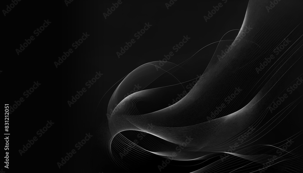 Poster black abstract background for presentations 1 of thin lines in the form of waves