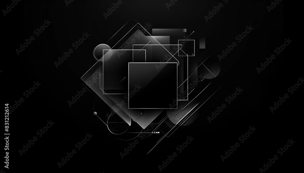 Poster black abstract background for presentations 14 with squares and different lines