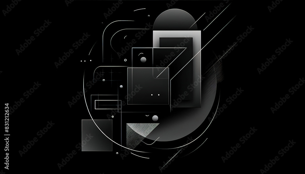 Poster black abstract background for presentations 17 with squares and different lines