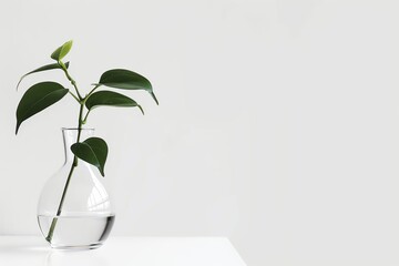 Minimal open planner with a small green plant in a clear glass vase