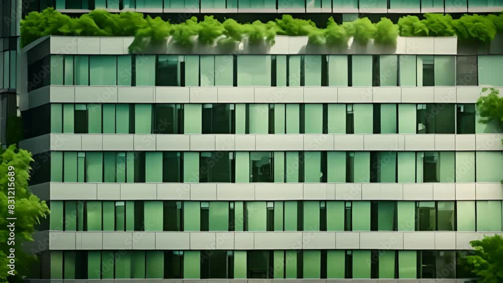 Poster towering skyscraper with numerous windows generative ai