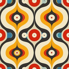 Naklejka premium Groovy seamless pattern. Retro 70s style. Psychedelic colors. Hippie trippy vector. Vintage boho. Abstract floral.