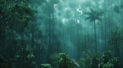 Fototapeta premium Beautiful natural panoramic tropical forest after rain