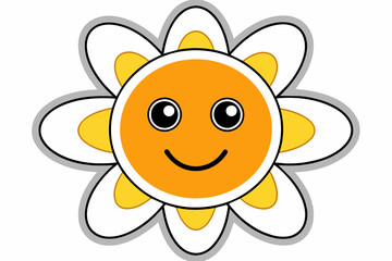 sticker-style--smiling vector illustration-daisy-sticker-white-background 