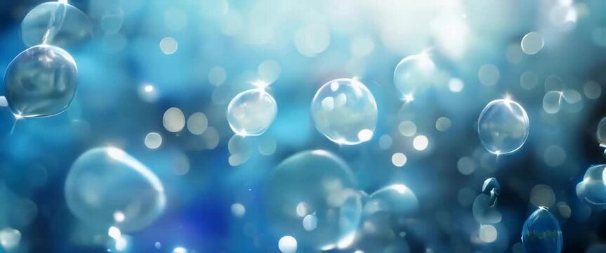 blue bubbles abstract background, spheres reflecting the surrounding light