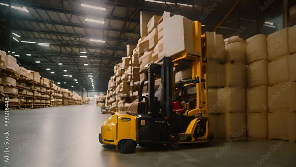 Aufkleber man operating forklift in warehouse generative ai