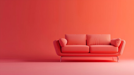 Fototapeta premium red sofa in a room, isolated on the red background