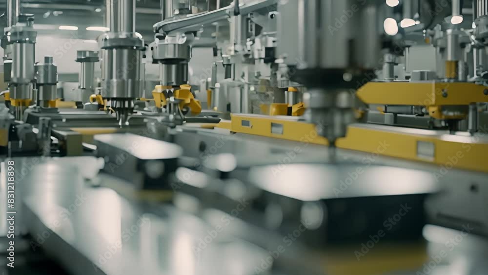 Aufkleber automated machine working on metal piece generative ai