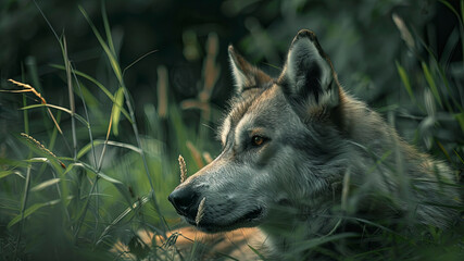 close up of a prretty dog in the park, beautiful dog in the grass, portrait of a dog