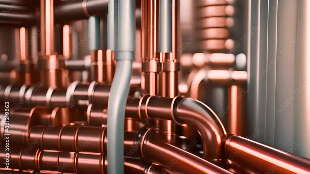 Poster interconnected pipes in industrial setting generative ai