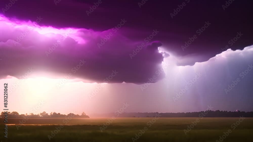 Poster massive thundercloud with intense lightning strikes generative ai