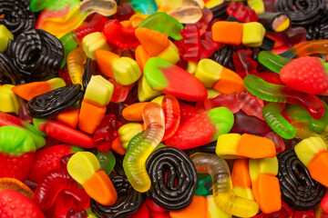 Assorted colorful gummy candies. Jelly  sweets.