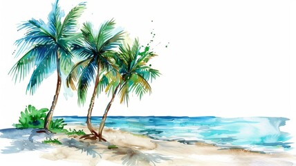 Obraz premium Watercolor painting of palm trees isolated on white background