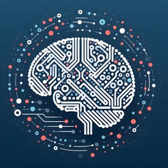 Obraz premium AI Generate of Abstract line and dots creating logo of Human Brain, Smart Brain, Artificial Intelligence, AI, Technology Development, in Dark Black Background.