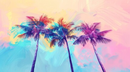 Tropical dream - vibrant abstract palm tree artwork