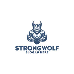 Muscle wolf logo vector illustration