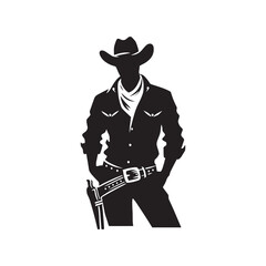 Cowboy silhouette ideal for western-themed posters - minimalist cowboy vector
