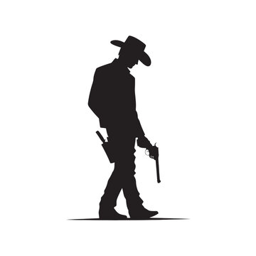 recommend clip art: Detailed cowboy silhouette with a western touch - cowboy illustration
                    