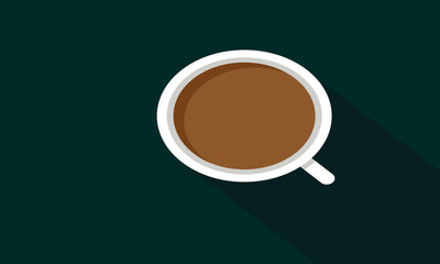 Coffee cup on a saucer, top view. Illustration, icon, vector
