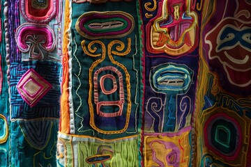 Obraz premium Heritage Unveiled Vibrant Panama Mola Tapestry