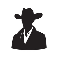 Silhouette of a cowboy with traditional attire - cowboy illustration
