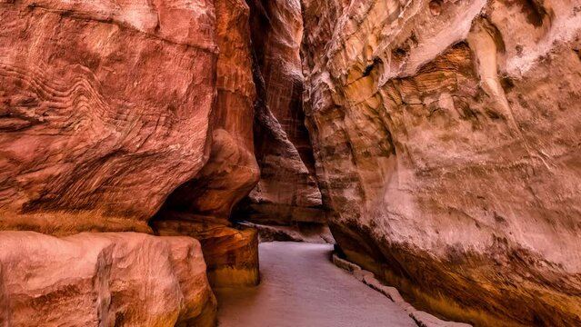 The narrow Siq gorge of Petra, Jordan