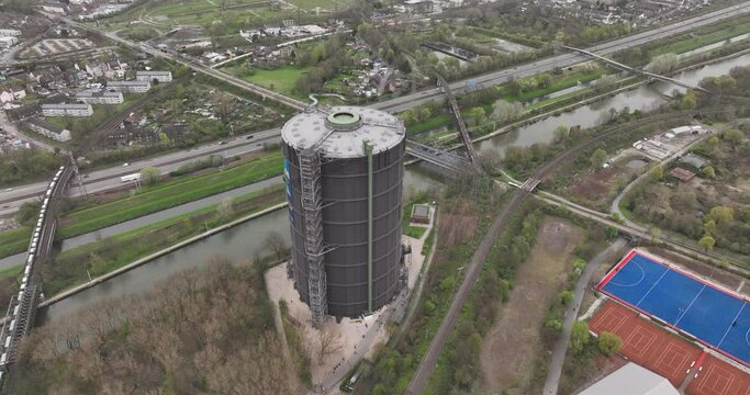Gasometer Oberhausen is a large gas holder in Oberhausen, Germany. Now a museum. Industrial heritage.