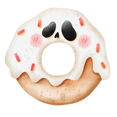 cute donut ghost, Halloween element decoration.
