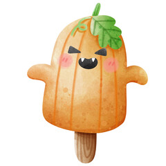 cute pumpkin ice cream, Halloween element decorations.