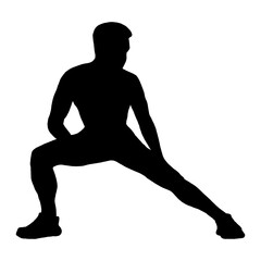 MALE SILHOUETTE OF A MAN DOING STRETCHING EXERCISE - PNG