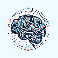 Fototapeta premium AI Generate of Abstract line and dots creating logo of Human Brain, Smart Brain, Artificial Intelligence, AI, Technology Development, in Light Background.