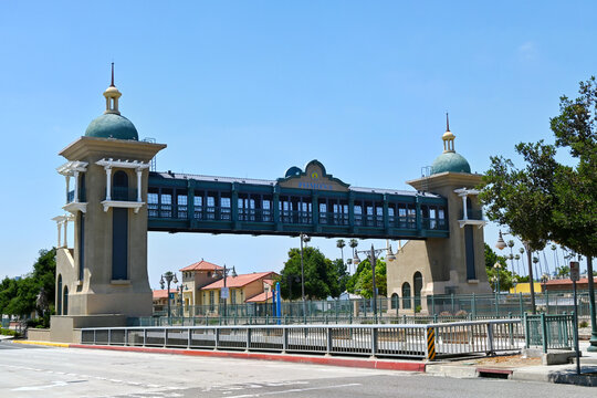 POMONA, CALIFORNIA -  18 MAY 2024:  the Pedestrian overpass at the Amtrak Station in east Los Angeles County.