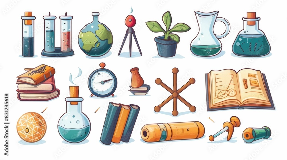 Poster comprehensive collection of depicting various school subjects such as math science art and history r