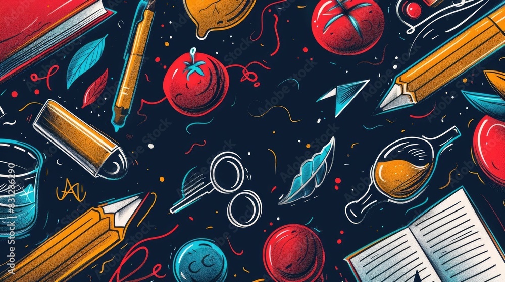 Poster vibrant education themed and patterns for school presentations and materials this collection feature